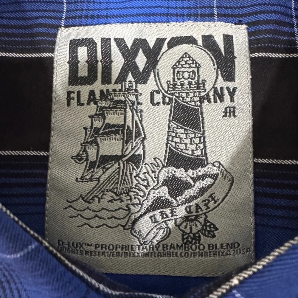 Dixxon The Cape Shirt Mens M Blue Black Plaid Bamboo Blend SS Button Up